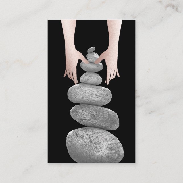 Balanserat Sten Massage Therapy Händer Health Spa Visitkort (Framsida)