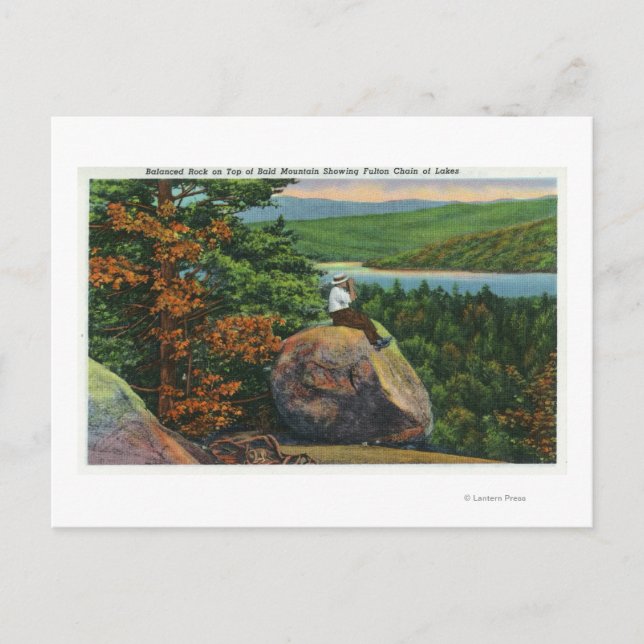 Balanserat Sten-vy av Fulton-kedjan i Sjöar Vykort (Framsida)