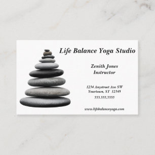 Balansering av Sten Yoga Spa Holists Self Care Visitkort