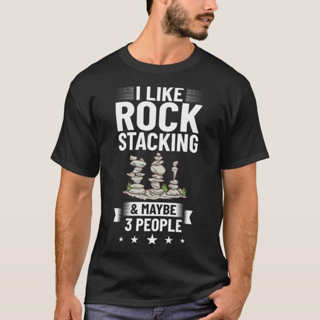 Balanseringsprogram för stenstackningsspel i sten t shirt (Framsida)