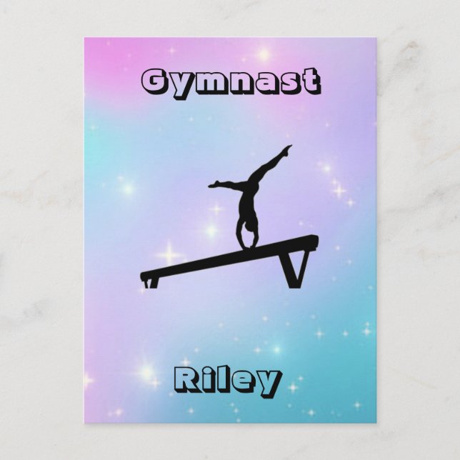 Balansstråle för gimnast-gymnastics för flickor vykort (Framsida)