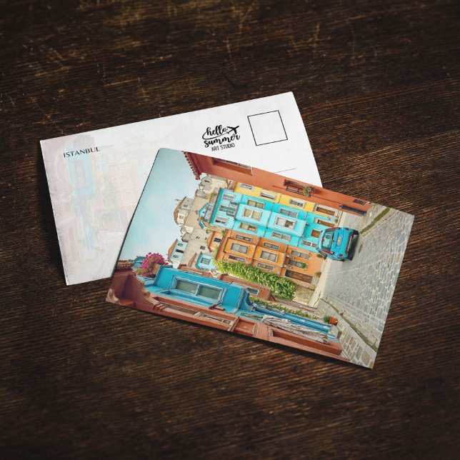 Balat Istanbul Turkiet Vaterfärgsvykort Inbjudningar (Skapare uppladdad)