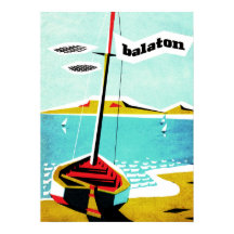 Balaton sjö, fiskebåt vid kusten, Ungern