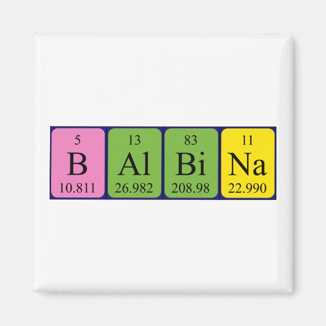 Balbina periodisk magnet bord namn (Framsidan)