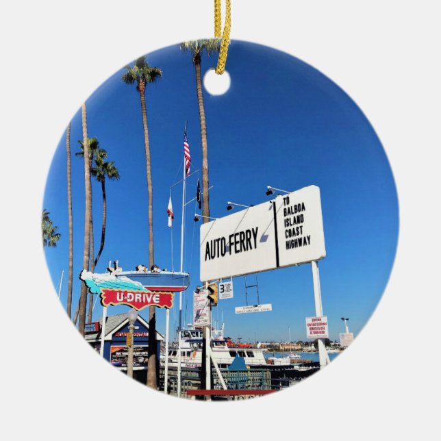 Balboa Island Ferry, Newport Beach, Kalifornien Julgransprydnad Keramik (Framsidan)