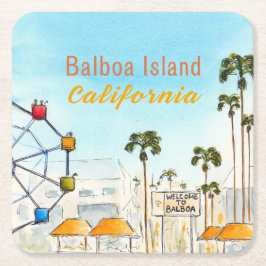 Balboa Island Newport Beach Coaster Underlägg Papper Kvadrat
