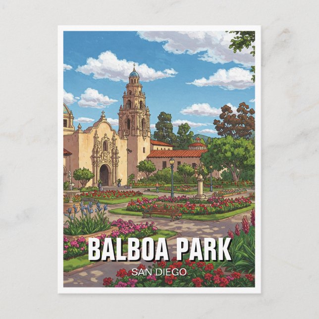 Balboa Park San Diego CA Resa Vykort (Framsida)