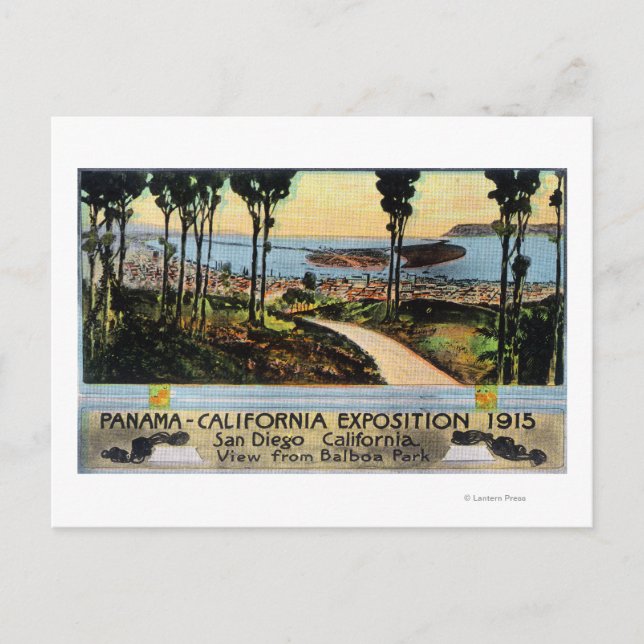 Balboa Park View of City, Panama-CA Expo Vykort (Framsida)