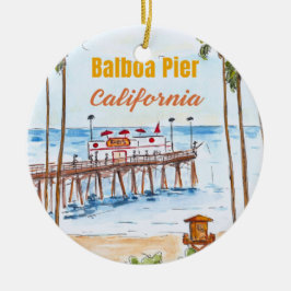 Balboa Pier Newport Beach-ornament Julgransprydnad Keramik