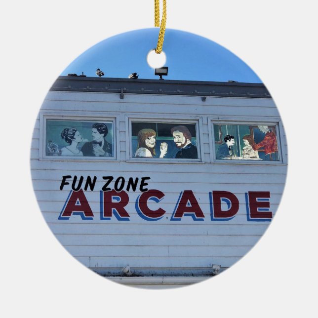 Balboa Roligt Zon, Newport Beach, Kalifornien Julgransprydnad Keramik (Framsidan)