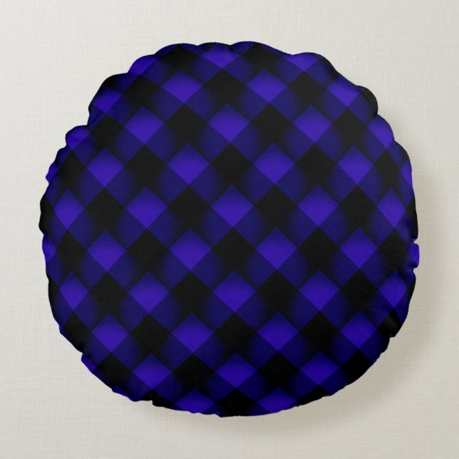 Balck Blue Round Pillow Rund Kudde (Framsidan)