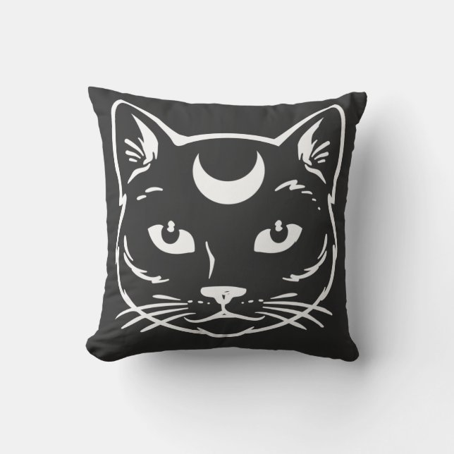 Balck Cat med Måne Kudde (Framsida)