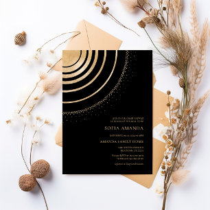 Balck & Guld Celestial Mandala Baby Shower Inbjudningar