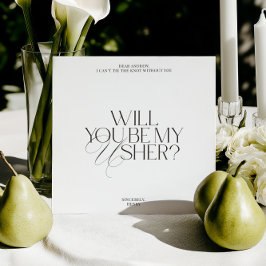 Balck & White Modern Classic Usher Proposal Card Inbjudningar