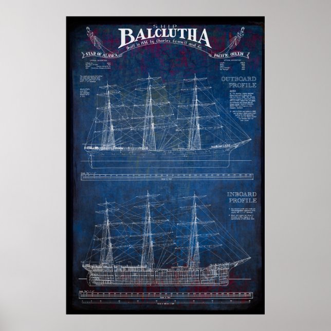 BALCLUTHA BALCLUTHA-Frakt 1886, fullmatad Poster (Framsidan)