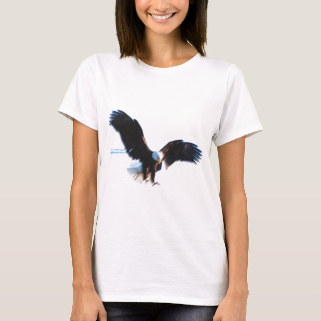 Bald American Eagle Landing T Shirt (Framsida)