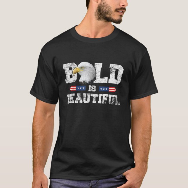 Bald är en vacker amerikansk patriotisk Eagle 4:e  T Shirt (Framsida)