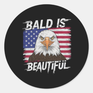 Bald är en vacker patriotisk Manar Kvinnor Funny B Runt Klistermärke
