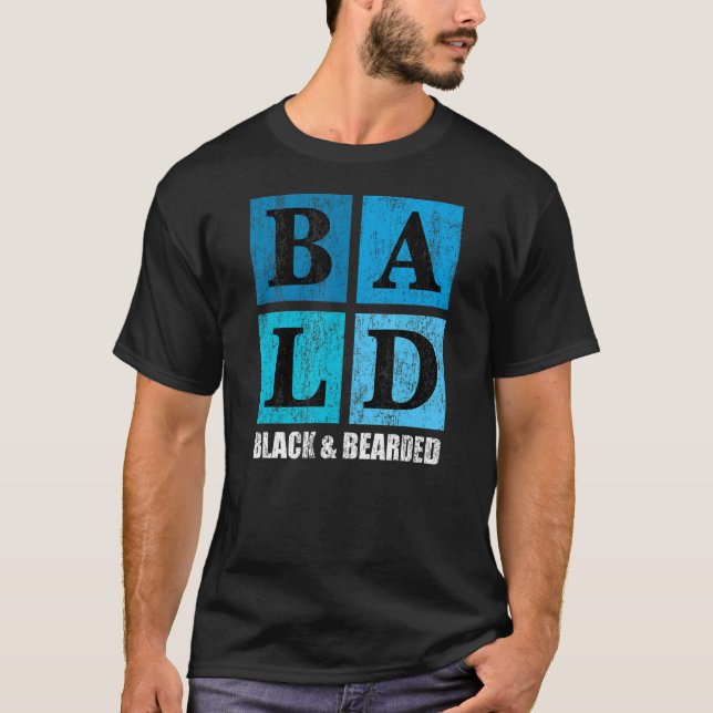 Bald Black Bearded African American Bald Man T Shirt (Framsida)
