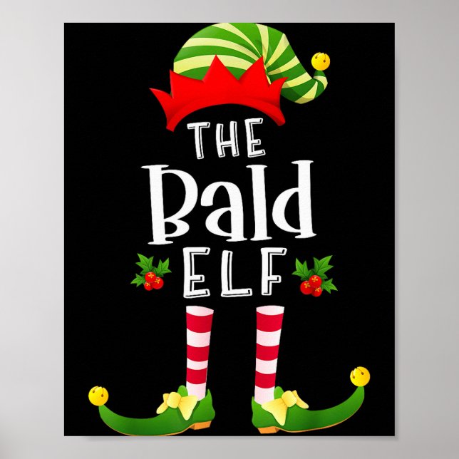 Bald Christmas Elf Matching Pajama X-mas Party  Poster (Framsidan)
