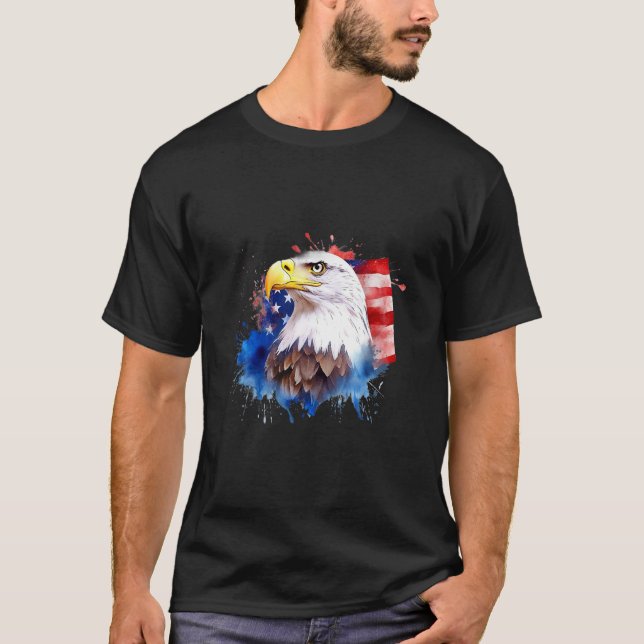 Bald Eagle 4th of July American Flag Country Tee (Framsida)