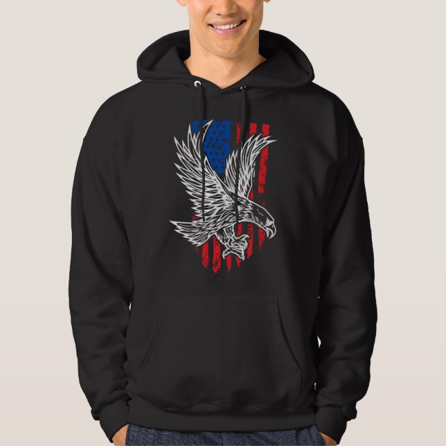 Bald Eagle 4th of July Christmas American Flag Cou Hoodie (Framsida)