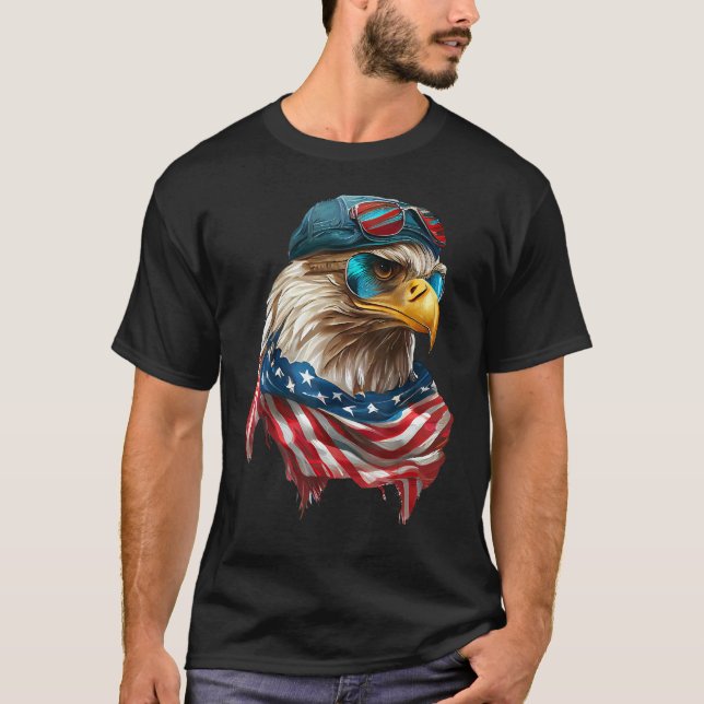 Bald Eagle 4th of July Christmas American Flag Of  T Shirt (Framsida)