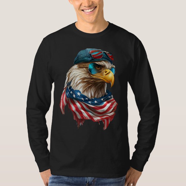 Bald Eagle 4th of July Christmas American Flag Of  T Shirt (Framsida)