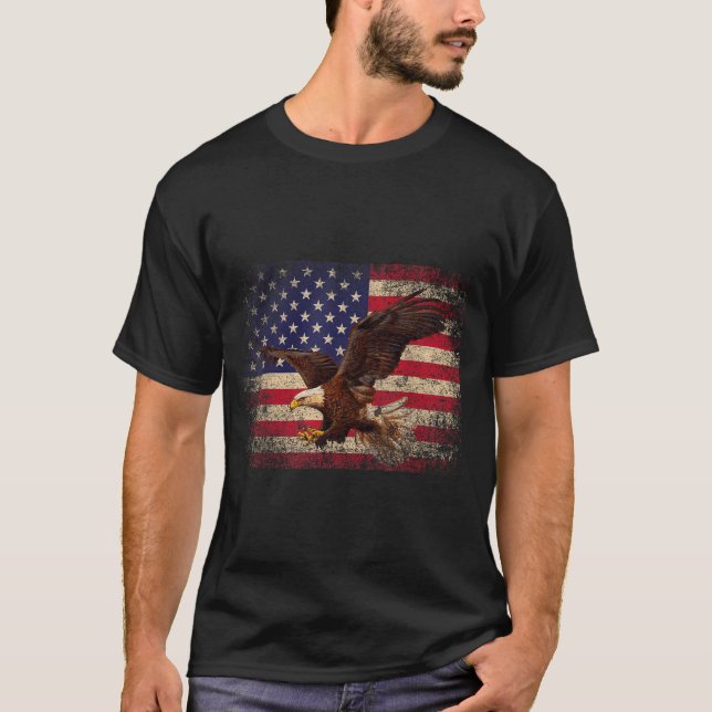 Bald Eagle 4th Of July Christmas Gift American Fla T Shirt (Framsida)