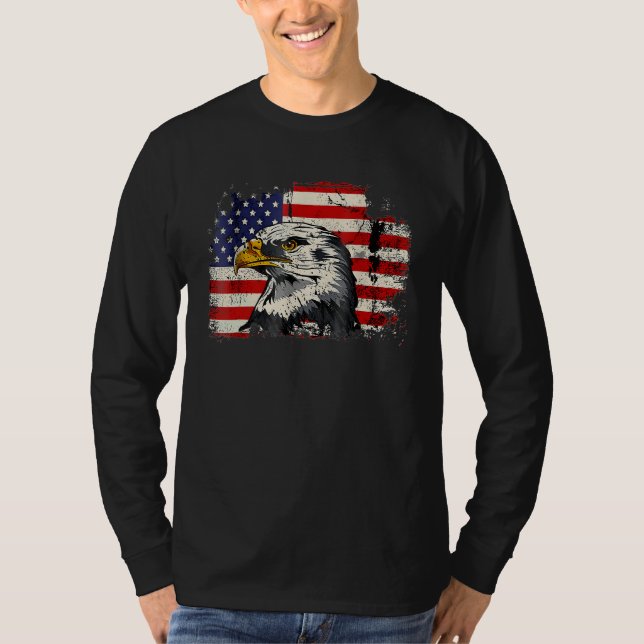Bald Eagle 4th of July  USA American Flag Country T Shirt (Framsida)
