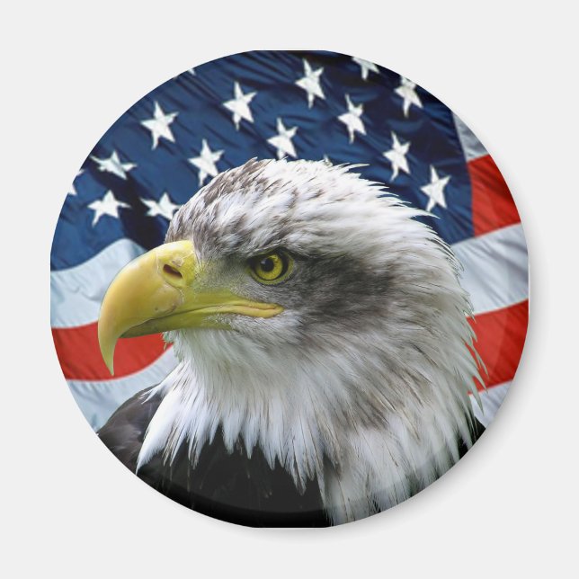 Bald-Eagle-American-Flagga Magnet (Framsidan)