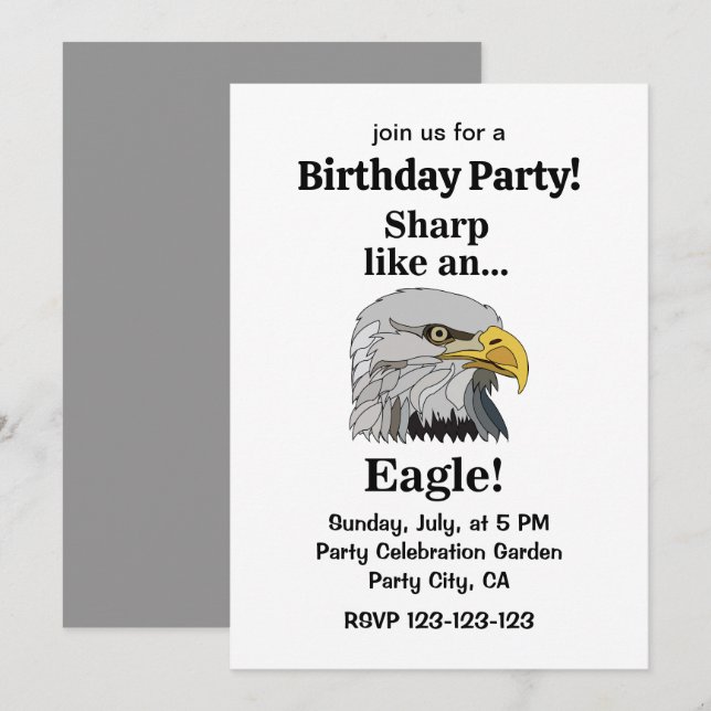 Bald Eagle Birthday Party Inbjudningar (Fram/baksida)