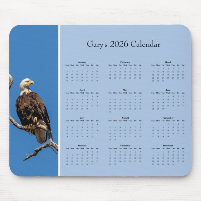 Bald Eagle: Customize full year 2026 calendar Musmatta (Framsidan)