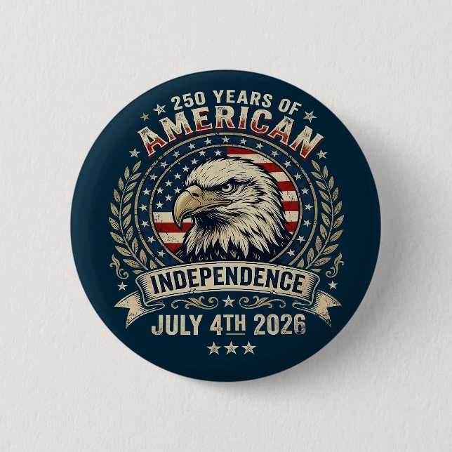 Bald Eagle Emblem 250 Years of America Blue Button Knapp (Framsida)