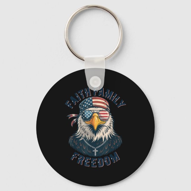 Bald Eagle Faith Family Dom Patriotic Christian Bo Nyckelring (Framsida)