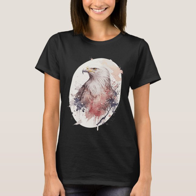 Bald Eagle Japanese Cherry Blossom Sakura Wildlife T Shirt (Framsida)