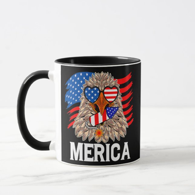 Bald Eagle Mullet 4th Of July American Flag Mugg (Vänster)