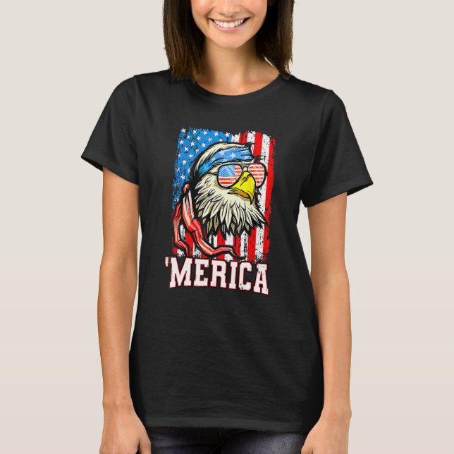 Bald Eagle Mullet Merica American Flag  4th Of Jul T Shirt (Framsida)