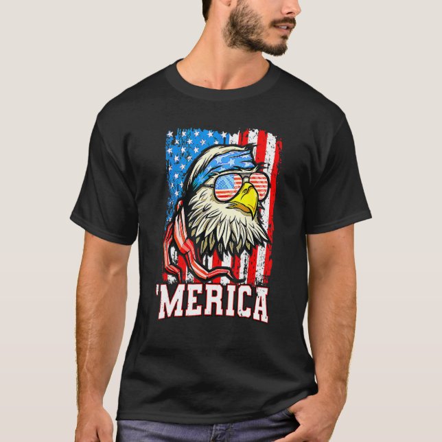 Bald Eagle Mullet Merica American Flag  4th Of Jul T Shirt (Framsida)