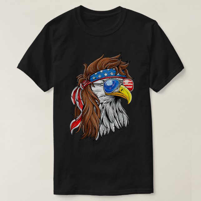 Bald Eagle Mullet Merica American Flag Patriotic 4 T Shirt (Design framsida)
