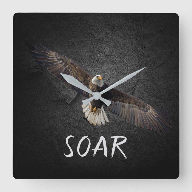 Bald Eagle on Black Rock Fyrkantig Klocka (Framsida)