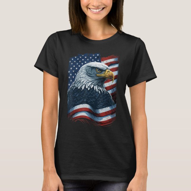 Bald Eagle Proud Patriotic American US Flag 4th Of T Shirt (Framsida)