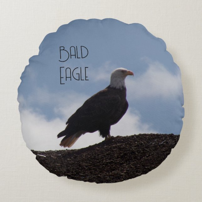 Bald Eagle/Turkey Vulture Round Pillow Rund Kudde (Framsidan)