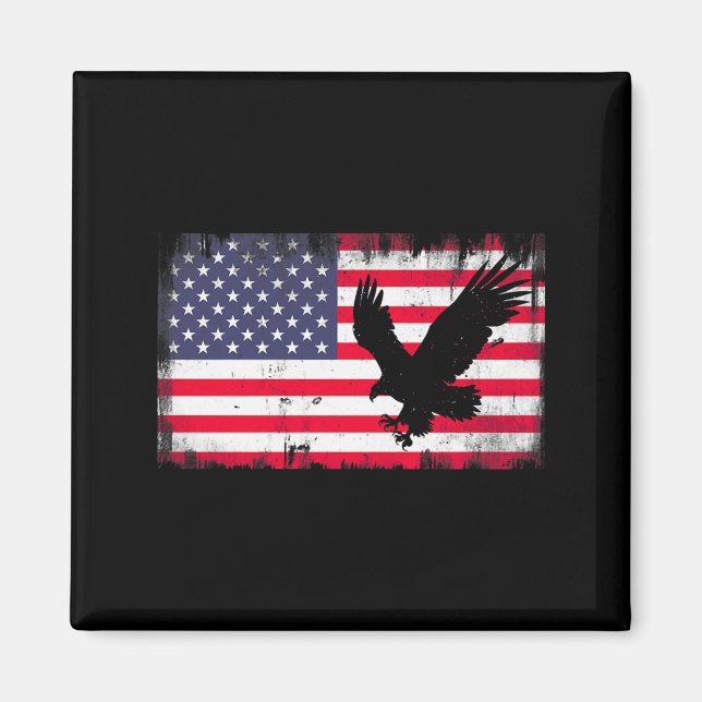 Bald Eagle Usa Flag Patriotic Fourth Of July Dom Magnet (Framsidan)