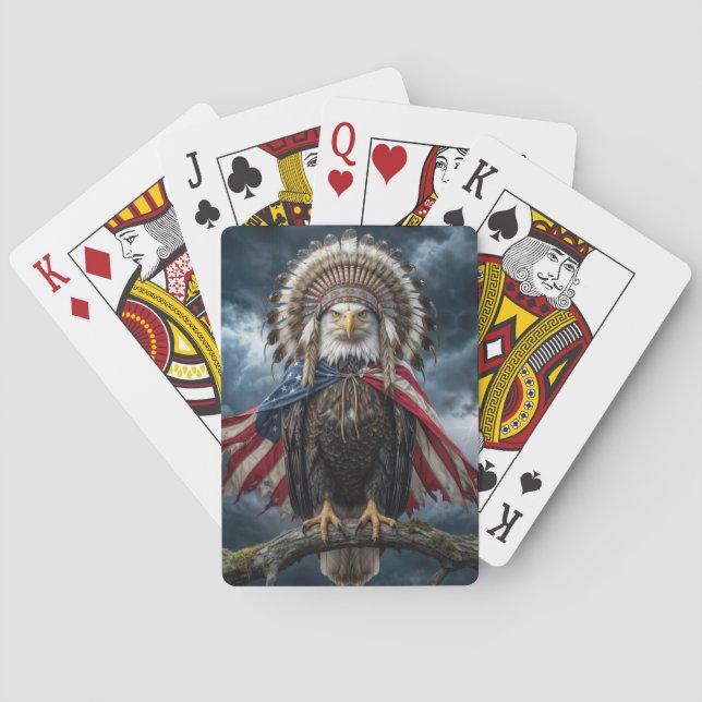 Bald Eagle Wearing an American Flag  Casinokort (Baksidan)