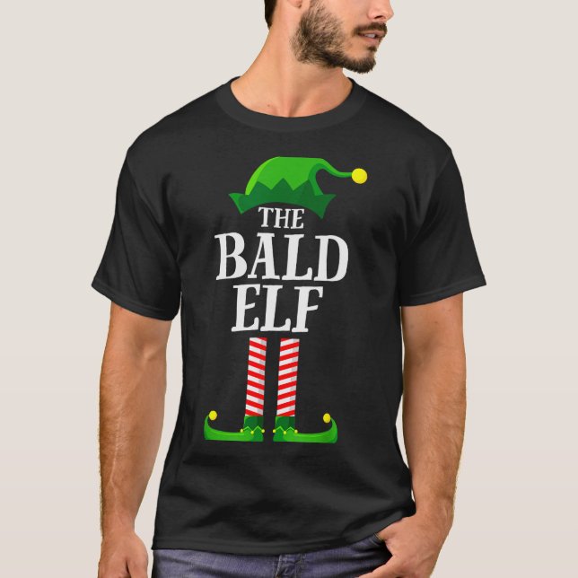 Bald Elf Matching Family Group Christmas Party Pyj T Shirt (Framsida)