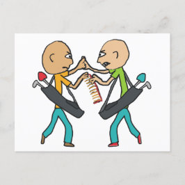 Bald Golfers som argumenterar över en kamb Vykort