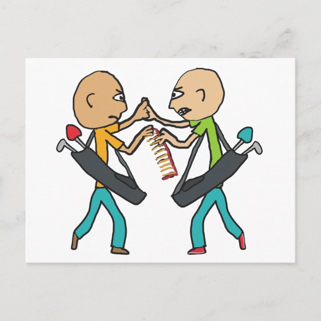 Bald Golfers som argumenterar över en kamb Vykort (Framsida)