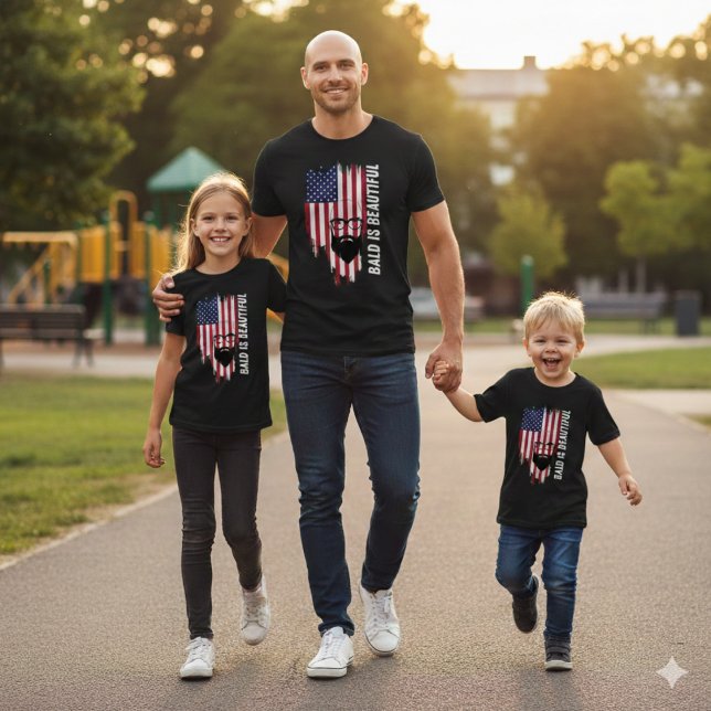Bald Is Beautiful American Flag Man T-Shirt (Skapare uppladdad)
