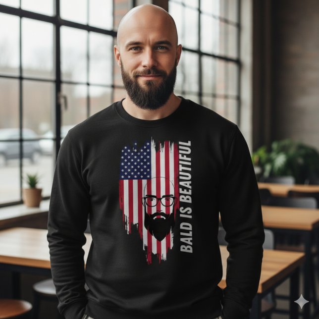 ​Bald Is Beautiful American Flag T-Shirt Lång Ärmad Tröja (Skapare uppladdad)